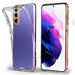 Moozy Xframe Coque antichoc pour Samsung S21 5G et 4G – Coque à bord transparent, coque hybride double couleur transparente avec bord en TPU absorbant les chocs