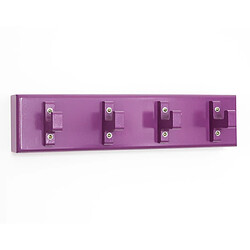 Decoshop26 Porte-clés mural polyvalent 4 crochets étagère violet 40x10x13cm DIV06007