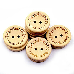 Wewoo 100 PCS / Set boutons de couleur naturelle en bois à la main lettre d'amour bouton craft bricolage bébé vêtements accessoires 15mm