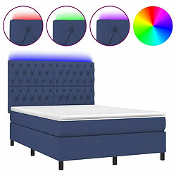 Sommier à lattes,Cadre à lattes de lit et matelas et LED pour Adulte Bleu 140x190 cm Tissu -MN29531