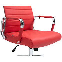 Decoshop26 Fauteuil de bureau avec accoudoirs siège pivotant mécanisme à bascule en cuir véritable rouge 10_0002521 pas cher