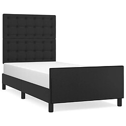 Maison Chic Lit adulte - Cadre Structure de lit avec tête de lit Contemporain Noir 90x200 cm Similicuir -MN48289