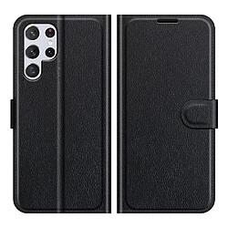 Etui en PU texture litchi, fermeture magnétique noir pour votre Samsung Galaxy S22 Ultra