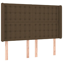 Maison Chic Tête de lit scandinave avec oreilles,meuble de chambre Marron foncé 147x16x118/128 cm Tissu -MN25620