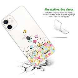 Avis Coque iPhone 12 mini souple transparente Coeurs Pastels Motif Ecriture Tendance Evetane