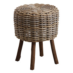 Aubry Gaspard Tabouret bas en poelet gris et bois. Tabouret bas en poelet gris et bois