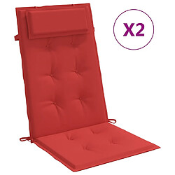 vidaXL Coussins de chaise à dossier haut lot de 2 rouge tissu oxford