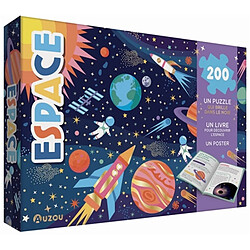 Espace : un puzzle qui brille dans le noir, un livre pour découvrir l'espace, un poster