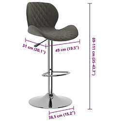 vidaXL Tabourets de bar lot de 2 gris foncé velours pas cher