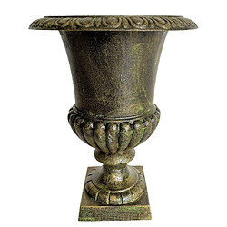 L'Héritier Du Temps Jardinière en Fonte Vert Anglais Style Médicis Vase Vasque Pot de Fleur 31,5x31,5x42cm