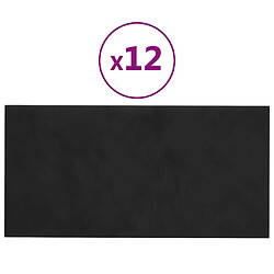 vidaXL Panneaux muraux 12 pcs Noir 30x15 cm Velours 0,54 m²