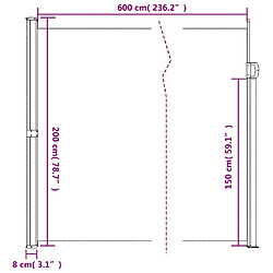 vidaXL Auvent latéral rétractable anthracite 200x600 cm pas cher