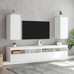 Avis vidaXL Meubles TV muraux avec lumières LED 2 pcs blanc 30,5x35x70 cm