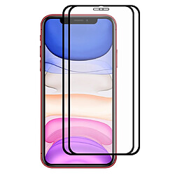 Wewoo Film de verre trempé Pour iPhone 11 / iPhone XR 2PCS Chapeau-Prince Full Glue 0.26mm 9H 2.5D Pleine Couverture