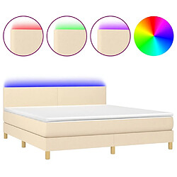 Maison Chic Lit adulte- Lit + matelas,Sommier à lattes de lit avec matelas LED Crème 180x200 cm Tissu -GKD16156