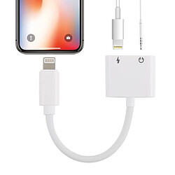 Wewoo GL011 Adaptateur de charge audio 2 en 1 8 broches femelle + femelle 3,5 mm à femelle 8 broches, pour iPhone XR / iPhone XS MAX / iPhone X et XS / iPhone 8 et 8 Plus / iPhone 7 et 7 Plus / iPhone 6 et 6s et 6 Plus et 6s Plus / iPad (Blanc)