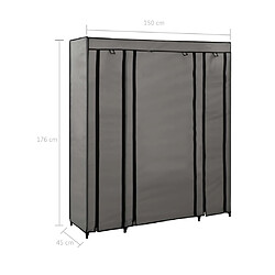 vidaXL Armoire avec compartiments et tiges Gris 150x45x176 cm Tissu pas cher