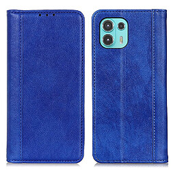 Etui en PU texture litchi, anti-rayures, auto-absorbée avec support bleu pour votre Motorola Edge 20 Lite