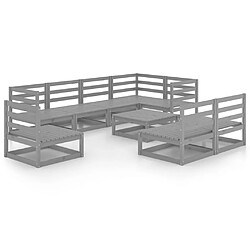 Maison Chic Ensemble de salle à manger de jardin 9 pcs,Table et chaises d'extérieur gris bois de pin massif -GKD692585