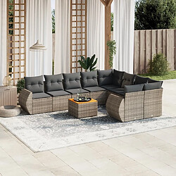 Maison Chic Salon de jardin avec coussins 10 pcs, Ensemble Tables et chaises de jardin, gris résine tressée -GKD347869