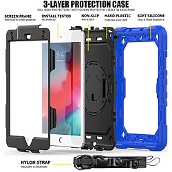 Wewoo Coque Renforcée Gel de silice coloré antichoc + Etui de protection pour iPad Mini 2019 / Mini 4 avec support et bandoulière et dragonne et fente stylo bleu