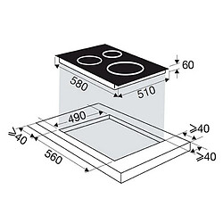 Avis Table de cuisson induction 60cm 3 feux 7400w noir - bpi1639kx - BRANDT