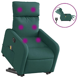 vidaXL Fauteuil inclinable de massage électrique Vert foncé Tissu