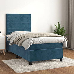 Maison Chic Lit adulte- Lit + matelas,Sommier à lattes de lit avec matelas Bleu foncé 90x200 cm -GKD47046