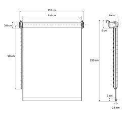 ECD Germany Store enroulant occultant 100 x 230 cm Store pour la protection solaire Klemmfix sans perçage fixation