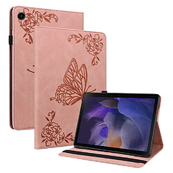 Etui en PU motif de papillons et de fleurs avec support et porte-cartes, rose pour votre Realme Pad