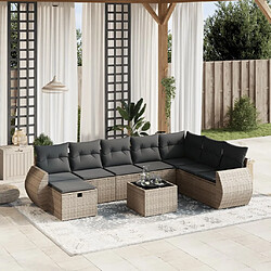 Maison Chic Ensemble Tables et chaises d'extérieur 9 pcs avec coussins,Salon de jardin gris résine tressée -GKD411243