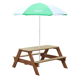 AXI Nick Table Pique Nique avec Parasol Marron & Noir | Table de Pique Nique Enfant pour le Jardin, Table Picnic, Table Picnic Bois - 95 x 97 x 48 cm