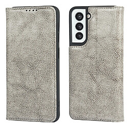 Etui en cuir véritable texture crazy horse avec support gris pour votre Samsung Galaxy S21 + 5G