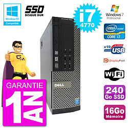 PC Dell 7020 SFF Intel i7-4770 RAM 16Go SSD 240Go Graveur DVD Wifi W7 - Occasion