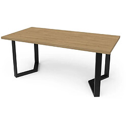 Acheter Table - CRAFT - Rectangulaire - Décor mélamine chene hamilton - Pied en V noir - 6 places - 180 x 90 cm - DEMEYERE