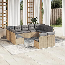 Maison Chic Salon de jardin 11 pcs avec coussins | Ensemble de Table et chaises | Mobilier d'Extérieur beige résine tressée -GKD75117