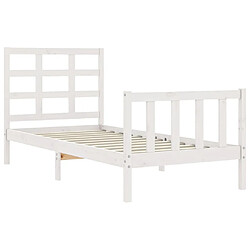 Maison Chic Cadre/structure de lit avec tête de lit pour adulte - Lit Moderne Chambre blanc petit simple bois massif -MN90352 pas cher