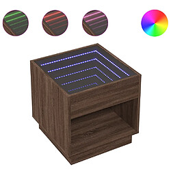 vidaXL Table de chevet avec LED infini chêne marron 50x50x50 cm