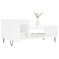 Avis vidaXL Table basse Blanc brillant 100x50x45 cm Bois d'ingénierie