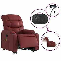 Maison Chic Fauteuil Relax pour salon, Fauteuil inclinable de massage électrique rouge bordeaux -GKD78659 pas cher