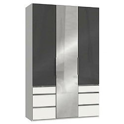 Inside 75 Armoire penderie LISEA 3 portes 6 tiroirs verre anthracite 150 x 236 cm HT