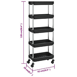 vidaXL Chariot de cuisine 5 niveaux Noir 42x29x128 cm Fer et ABS pas cher