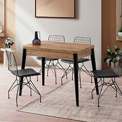 Hanah Home Table de repas extensible Dolunay noir, marron.