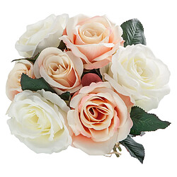 Atmosphera, Createur D'Interieur Bouquet de 7 Roses vieillies - H. 30 cm - Blanc et rose