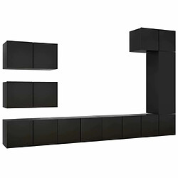 Maison Chic Ensemble de meubles TV 8 pcs | Banc TV Moderne pour salon | Meuble de Rangement - Noir Aggloméré -MN78533