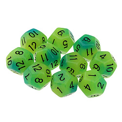 Dés de jeu à 12 faces Dés de 18mm pour les jeux de société et l'enseignement des mathématiques Vert + Bleu pas cher