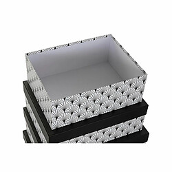 Jeu de Caisses de Rangement Empilables DKD Home Decor Noir Blanc Carton