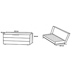 Avis Pegane Lit escamotable horizontal coloris imitation chêne - Longueur 212 x Hauteur 154 x Profondeur 43-167 cm