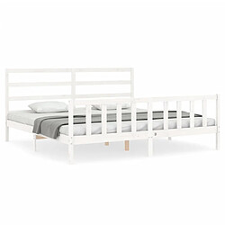 Maison Chic Lit adulte - Cadre Structure de lit avec tête de lit Contemporain blanc 200x200 cm bois massif -MN42489