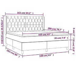 vidaXL Sommier à lattes de lit matelas et LED Taupe 160x200 cm Tissu pas cher